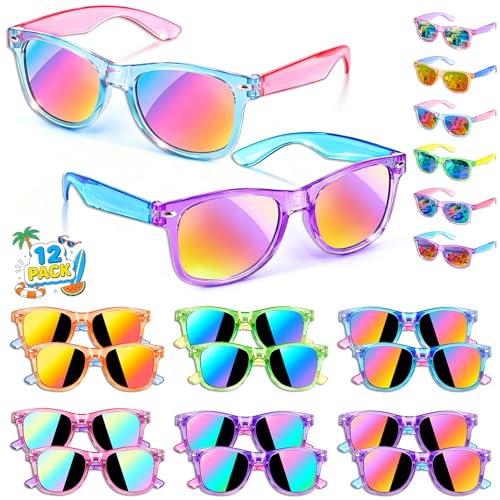 Metemot Neon Kids Sunglasses - UV400 Protection, 12 Pack Party Favors