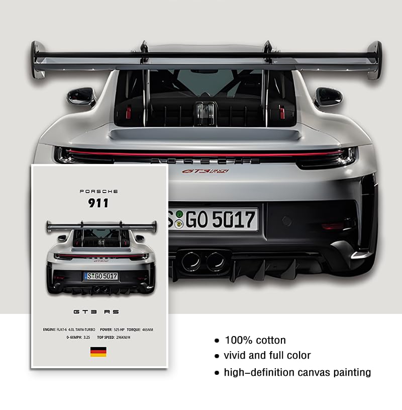 VejiA 911 GT Turbo Car Canvas Wall Art - 12x18 Unframed