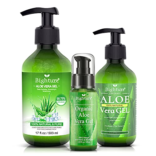 BIGHTURE Aloe Vera Gel - 100% Pure for Skin & Hair Care