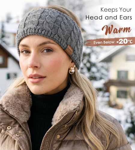 Sofier Women's Winter Headbands - 3 Pack Fleece Lined Ear Warmers in Red