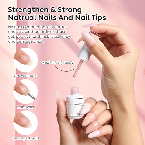 Nicedeco Rubber Base Gel Nail Polish Set NSET6-35 - 6 Pcs Vegan, HEMA Free