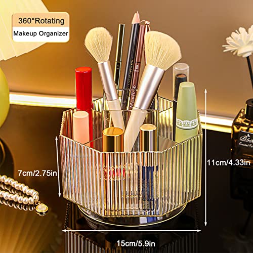 360° Rotating Makeup Brush Holder - Clear Cosmetic Organizer