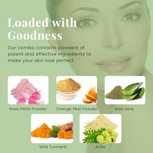 Herbal Skin Care Set - 3.52 Ounce Pack of 5 DIY Face Mask Powders with Aloe Vera, Amla, Orange Peel, Rose & Turmeric by Yogi's Gift