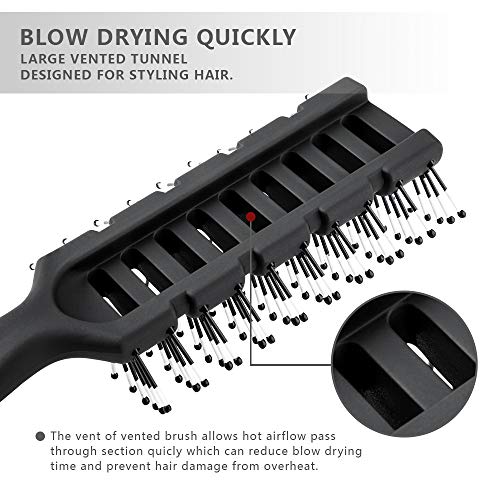 Vented Styling Brush for Quick Blow Drying, Black