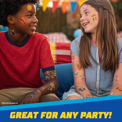 Paw Patrol Temporary Tattoos for Kids - 50 Count Party Favors Kit