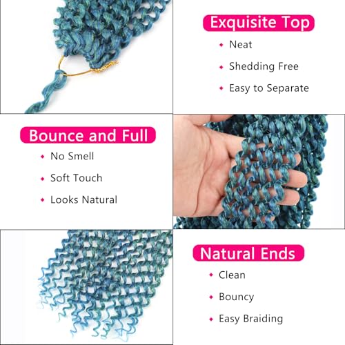 Ahrencan Passion Twist Hair 14 Inch - Mixed Blue/Green, 7 Packs