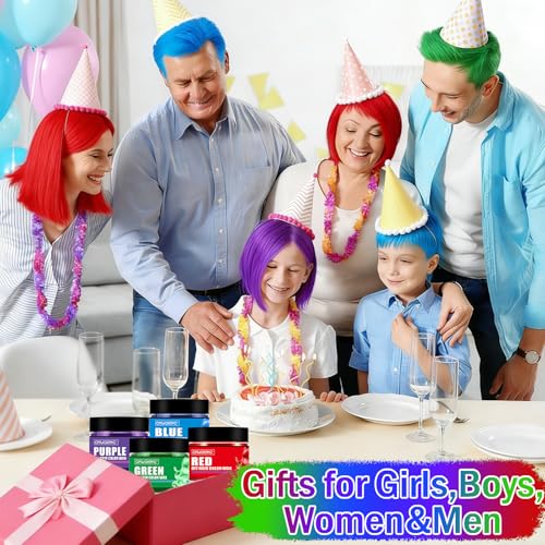 Kids Temporary Hair Color Wax - 4 Bright Colors for Fun & Safe Styling