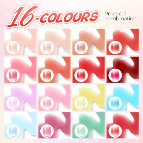 GELLAKTIK Red Nail Polish Gel - 16 Colors for Ombre & French Manicure