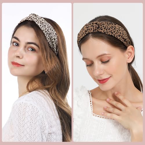 Funtopia 9pcs Knotted Headbands Set - Leopard & Solid Colors