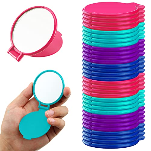 Yalikop 36 Pcs Mini Foldable Pocket Makeup Mirrors - Pink, Purple, Green, Blue