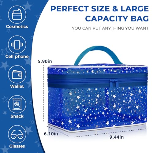 Junesters Dark Blue Clear Waterproof Makeup Bag - Travel Toiletry Organizer