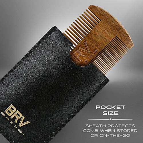 BRV MEN Sandalwood Beard Comb - Pocket Size & Dual-Sided