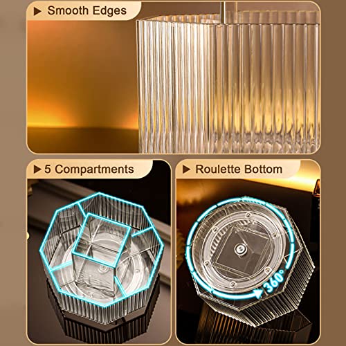 360° Rotating Makeup Brush Holder - Clear Cosmetic Organizer