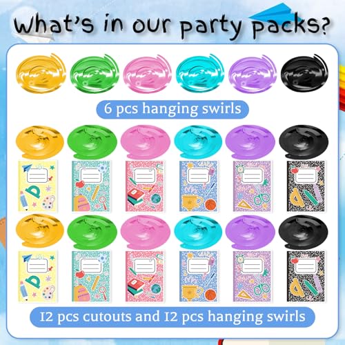 Back to School Swirl Decorations - 30 Colorful Hanging Streamers