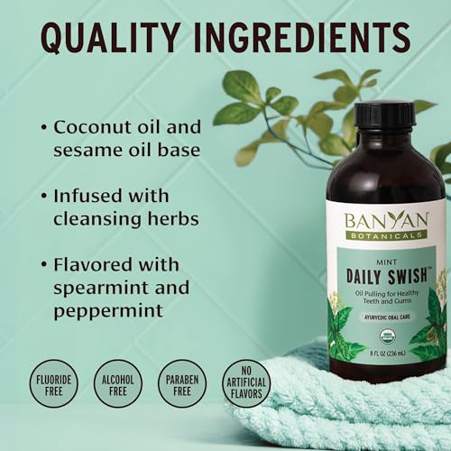 Banyan Botanicals Mint Daily Swish Organic Ayurvedic Oil Pulling Mouthwash