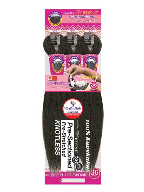 Janet Collection Nala Tress 3X EZ Split Pre-Sectioned Braiding Hair 36" Color #1B