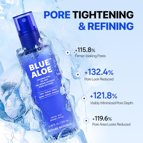 Nature Republic Blue Aloe Calming Pore Gel Mist - 3.38 Fl Oz Hydrating Spray Serum