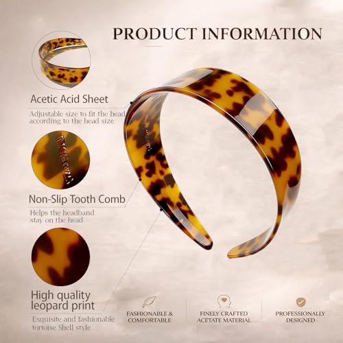 Thick Tortoise Shell Headband for Women | No-Slip, Comfortable Fit