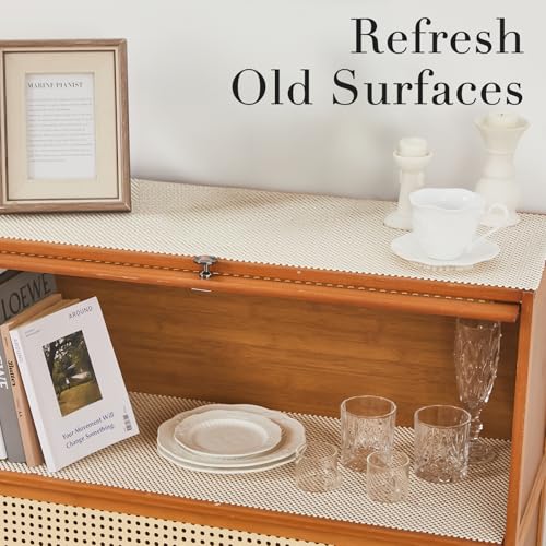 Beautysaid Non-Adhesive Shelf and Drawer Liner - Waterproof, Non-Slip, Creamy White