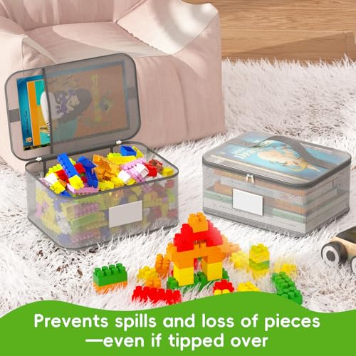 6 Pack Large Clear Toy Storage Bags with Zipper - Durable Organizer for Puzzles and Building Blocks
