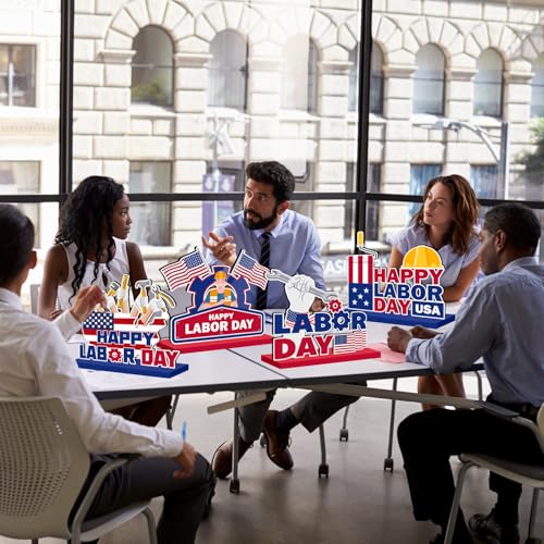 Labor Day Wooden Table Centerpieces - Patriotic Party Decorations