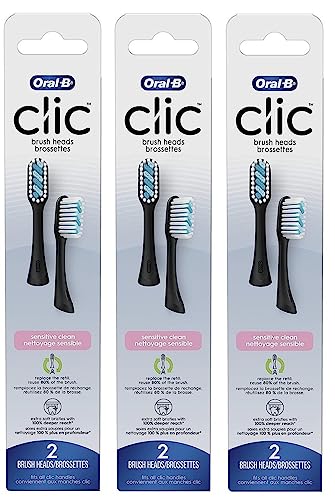 Oral-B Clic Sensitive Clean Replacement Brush Heads, Black, 6 Count