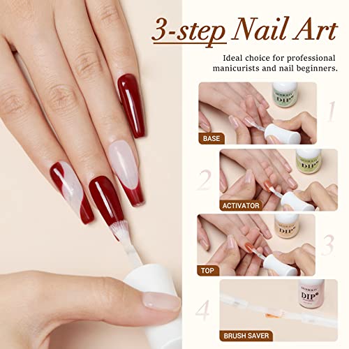 AzureBeauty Dip Powder Liquid Set 4+4pcs, 15ml Nail Kit for DIY & Salon