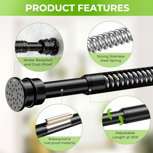 HAOYUNTE Adjustable No-Drill Tension Curtain Rods 28-48 Inch - 2 Pack