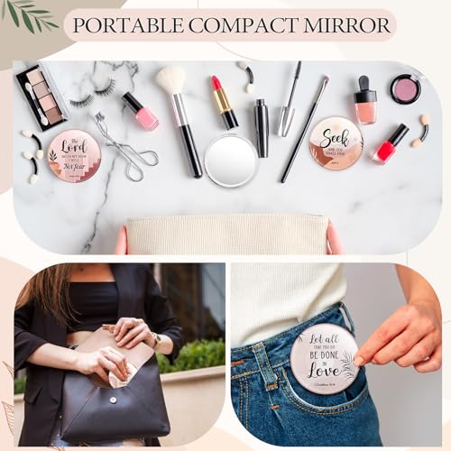 Bible Verse Compact Mirrors 48 Pcs - Inspirational Christian Makeup Mirrors with Unique Designs