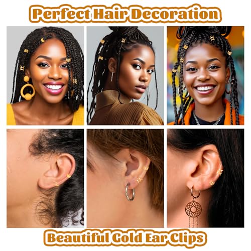 40pcs Adjustable Gold Hair Cuffs for Braids - Hair Jewelry Accessories