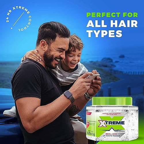 Xtreme Pro-Expert Alcohol-Free Hair Gel Pack of 2, 35.27 Oz Each - Strong Hold & Shine