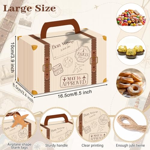 12Pcs Vintage Travel Suitcase Gift Boxes with Tags & Stickers