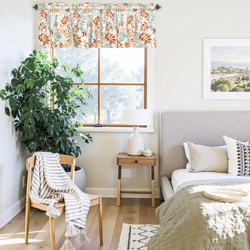 54x18 Inch Fall Eucalyptus Leaves Window Valance for Kitchen & Living Room