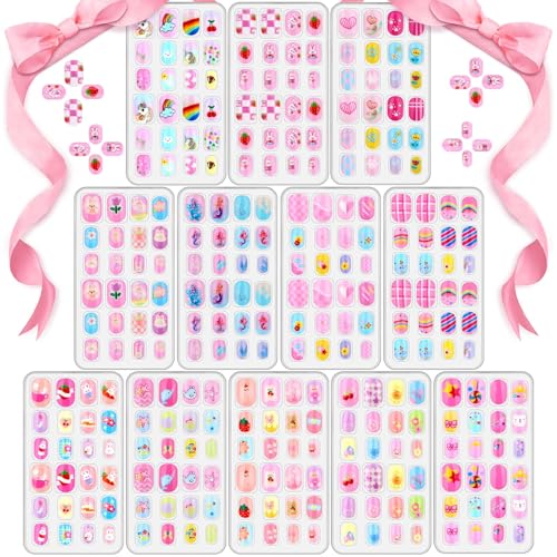 288-Piece Kids Press-On Fake Nails Set for Girls, Ages 8-12