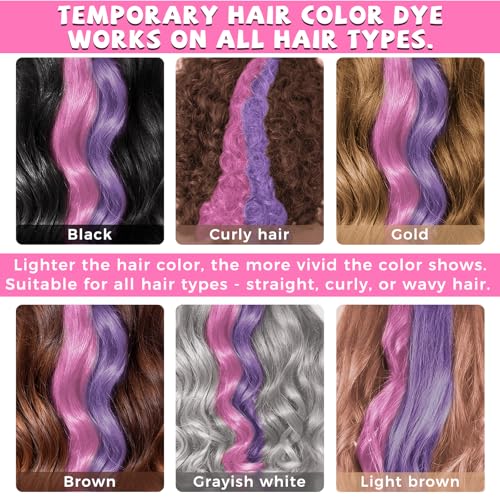IIIMEIDU 12-Color Washable Temporary Hair Chalk Set for Kids & Teens