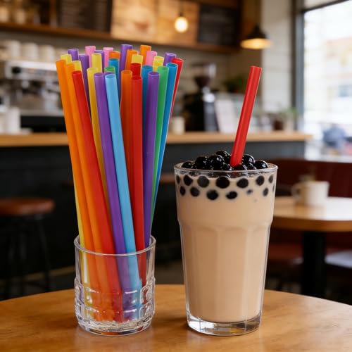 200 Pack Disposable Smoothie Straws - Bright Colors, 10.24 Inches