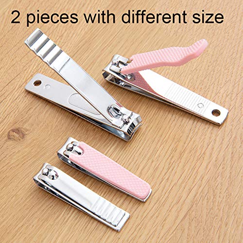 Pink Rocutus 2pcs Nail Clippers Set Portable Manicure & Pedicure Tools
