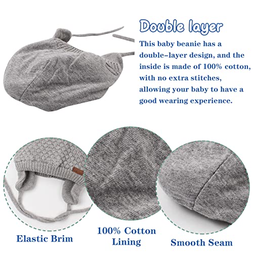 JANGANNSA Black & Gray Knitted Baby Beanie Hat 0-6 Months