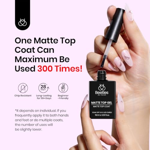 Beetles Matte Gel Top Coat 15ml - Chrome-Proof No Wipe Finish