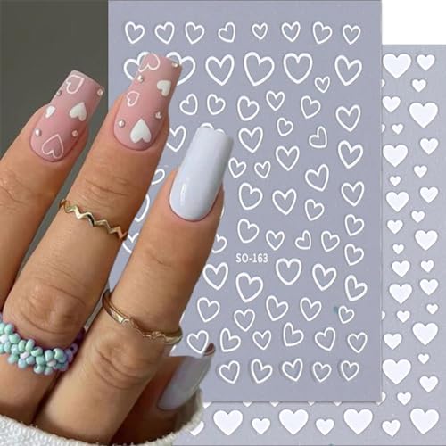 6 Sheets Valentine's Heart Nail Art Stickers - 3D Self-Adhesive Designs