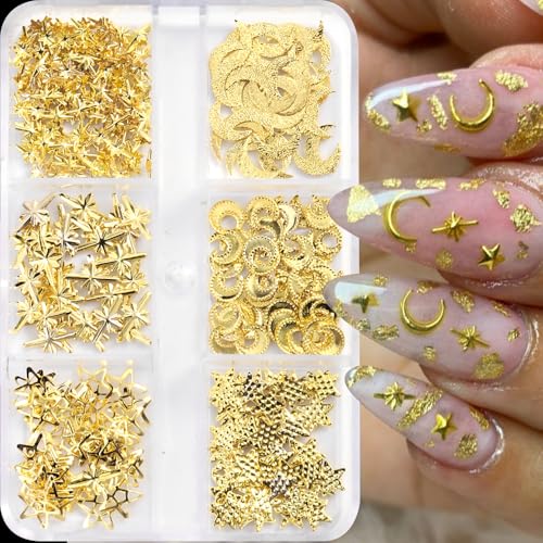 Gold Star Ocean Nail Charms - 2 Boxes of 12 Shapes for DIY Art