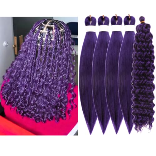 16 Inch Purple Pre-Stretched Boho Braiding Hair - Soft Yaki