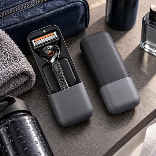 Koulowgee Black Gray Razor Travel Case Compatible with Gillette Fusion, ProGlide & Mach3