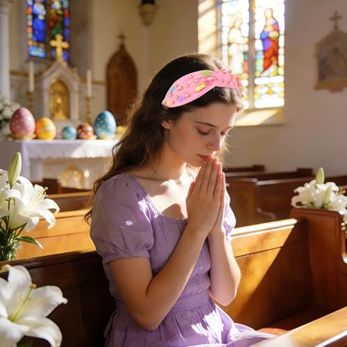 Jaciya Easter Pink Knotted Bunny Headband - Festive Spring Hair Accessory