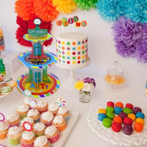 3-Tier Cartoon Cupcake Stand for Birthday Parties - Red Brick Design