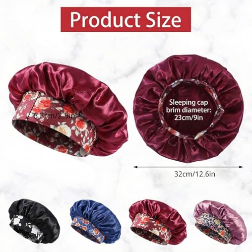4 Pack Satin Sleep Bonnet for Hair Protection & Moisture Retention