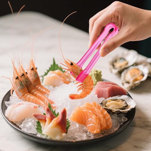 10 Pack Pink Plastic Serving Tongs - 6 Inch Mini Tongs for Appetizers & Buffets