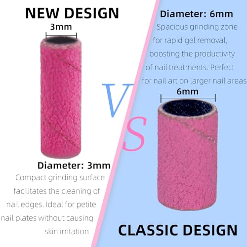 100 Pcs 240 Grit Pink Mini Sanding Bands for Nail Drills