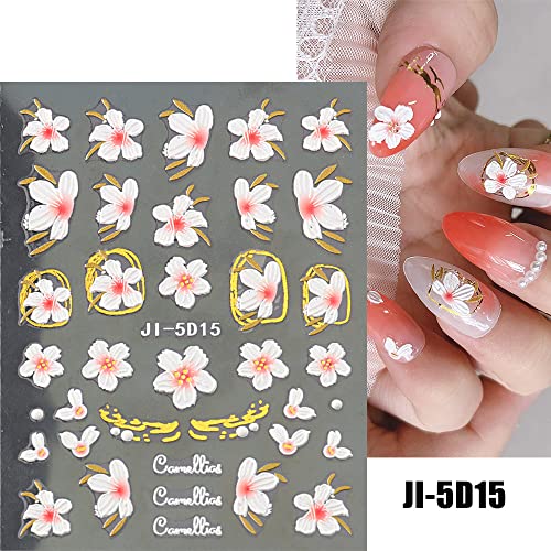 Self-Adhesive 3D Flower Leaves Nail Art Stickers - 4 Sheets