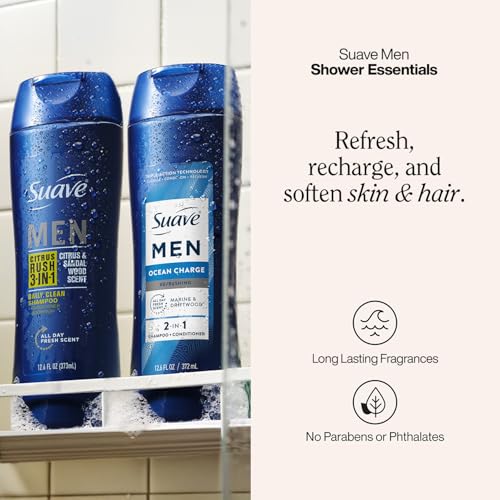 Suave Men's Citrus Rush 3-in-1 Body Wash & Ocean Charge Shampoo